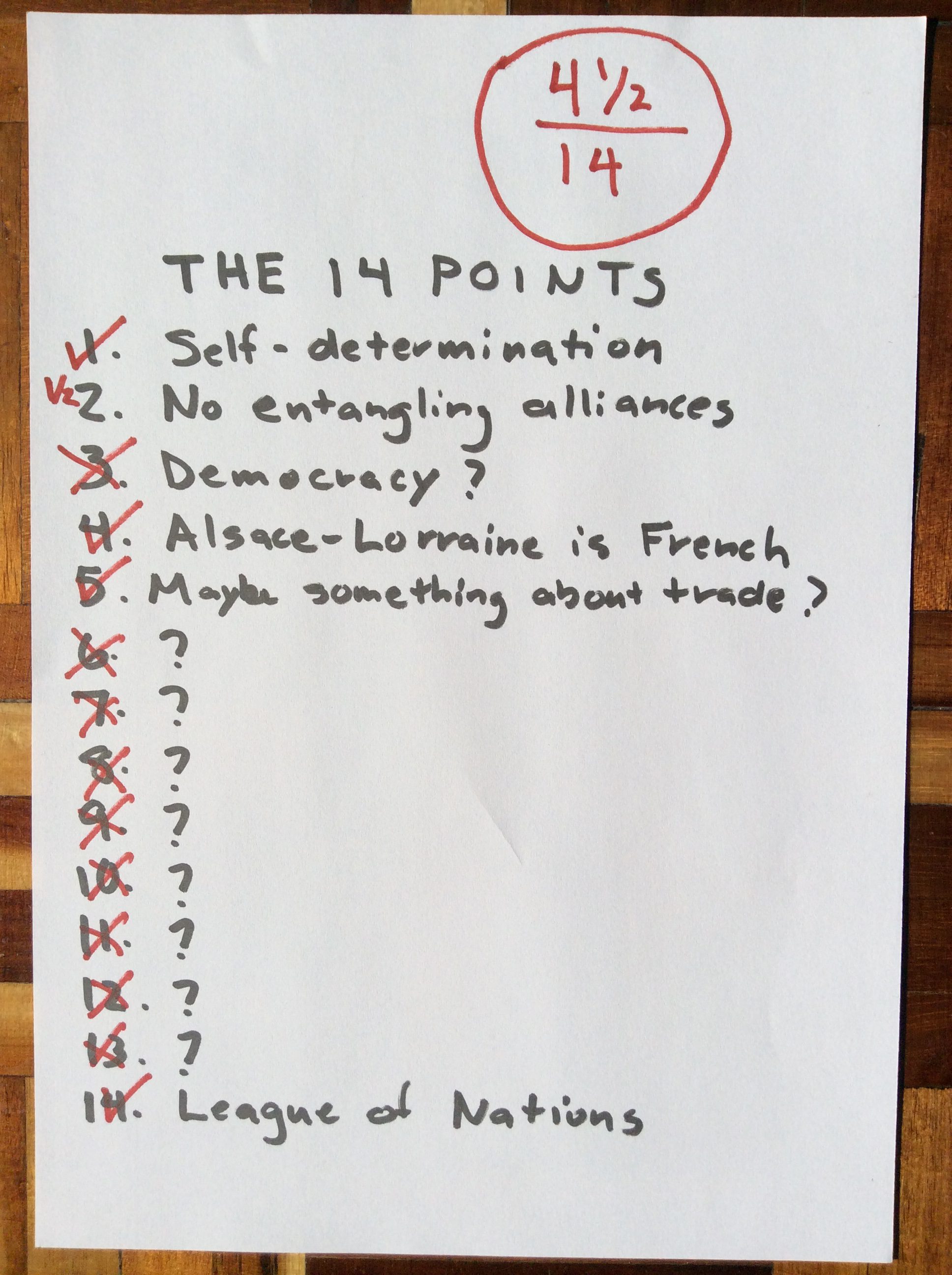 Pop quiz on the 14 Points.