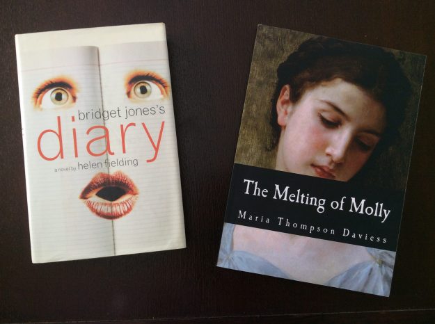 Photograph of Bridget Jones's Diary by Helen Fielding and The Melting of Molly by Maria Thompson Daviess.