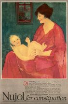 Nujol constipation ad, 1918, woman with baby.