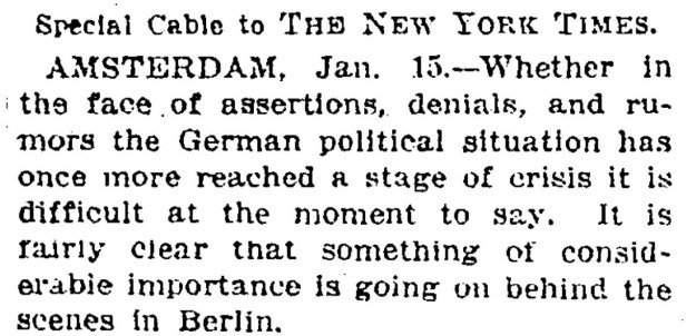 New York times text, "it is fairly clear that something of considerable importance is going on in Berlin."