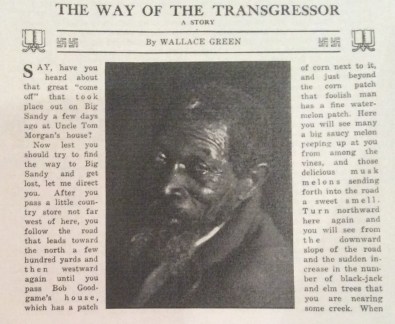 Headline and photograph illustration, The Way of the Transgressor, The Crisis, January 1918.