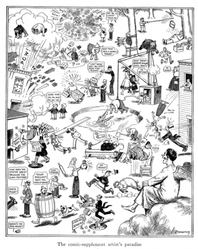 Cartoon, "The cartoon-supplement artist's paradise," Judge magazine, 1918.