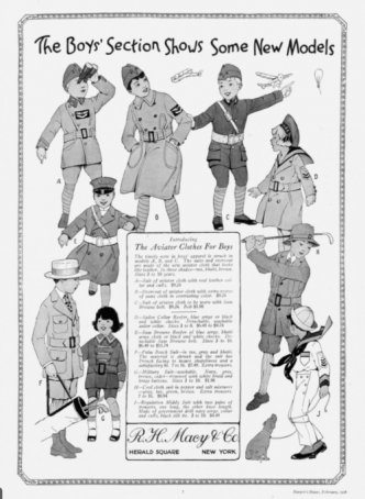 Macy's boys' clothing ad, Harper's Bazar, 1918.