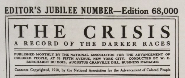 Top of title page of The Crisis, February 1918, Editor's Jubilee Number.