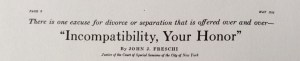 Sunset magazine article headline, Incompatibility, Your Honor, May 1916.