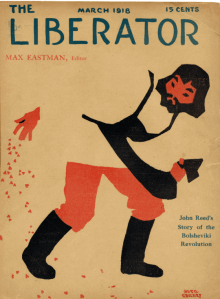 Hugo Gellert March 1918 Liberator cover illustration, cutout of bearded man.