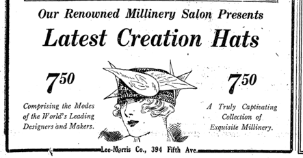 Hat ad, New York Times, March 1918.