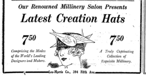 Hat ad, New York Times, March 1918.