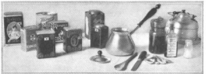 Drawing of kitchen items, Good Housekeeping, January 1918.