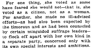 New York Times editorial discussing how New York women voted, March 1918.