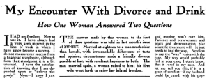 Sunset magazine headline and story text, My Encounter with Divorce and Drink, February 1918.