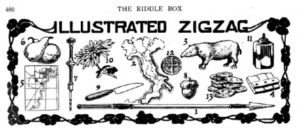 Illustration for Illustrated Zigzag puzzle, St. Nicholas magazine, 1918.