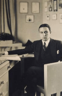Young Roman Petrovich Tyrtov (Erté) at his desk, date unknown.