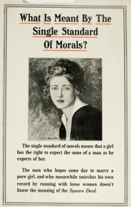 Poster with caption What is Meant by the Single Standard of Morals?