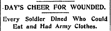 New York Times headline, Day's Cheer for Wounded.