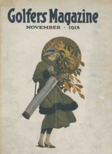 Golfer's Magazine cover of woman with golf bag.