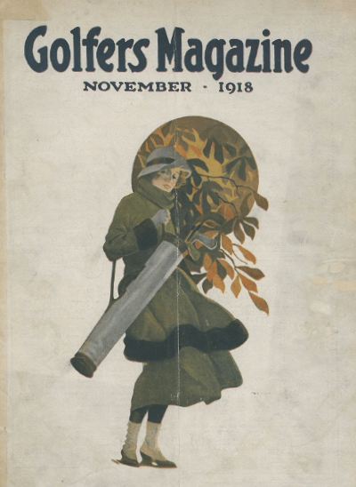 Golfer's Magazine cover of woman with golf bag.