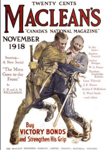 Maclean's magazine cover, soldier strangling Kaiser.