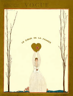 Georges Lepape cover of woman holding up heart, caption Le Coeur de la France, 1918.