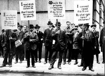 Eugenics supporters holding signs, 1915.