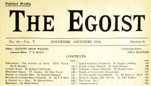 The Egoist banner and table of contents, November-December 1918.