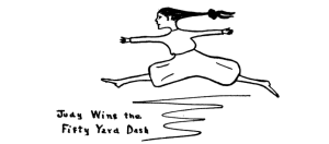 Illustration from Daddy-Long-Legs by Jean Webster captioned Judy Wins the Fifty Yard Dash.