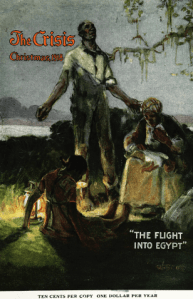 The Crisis December 1918 cover. William Edouard Scott painting The Flight into Egypt. Black family next to river with lamp.