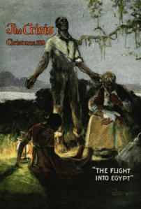 The Crisis cover, December 1918. William Edouard Smith painting The Flight into Egypt. African-American family in field.