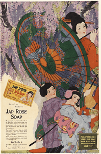 Jap Rose soap ad, Japanese women with parasol.