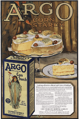 1010 Argo cornstarch ad, illustration of cake.