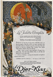 Djer-kiss perfume ad, illustration of fairies.