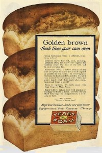 Yeast Foam ad, illustration of three loaves of bread.
