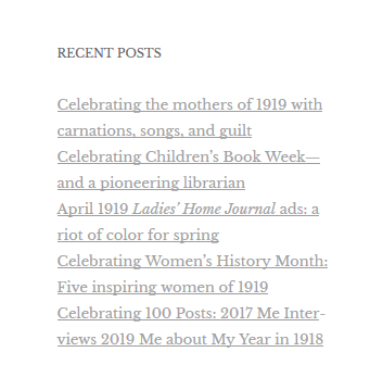 Screenshot of Recent Posts, most starting with Celebrating