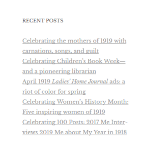 Screenshot of Recent Posts, most starting with Celebrating