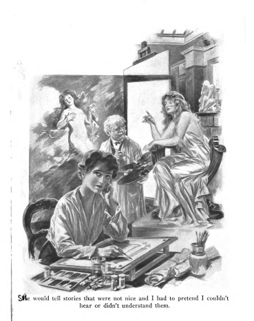 Illustration from Marion, artist and nude model in drape