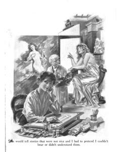 Illustration from Marion, artist and nude model in drape