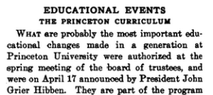 School and Society headline, Educational Events, The Princeton Curriculum.