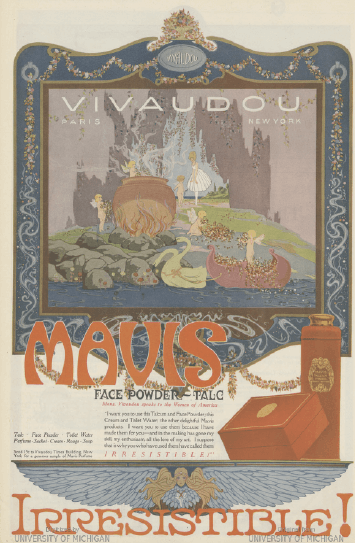 Vivaudou Mavis face powder ad, 1919.