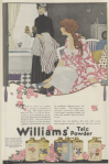 Williams' talc powder ad, woman sitting by tub with maid, 1919.