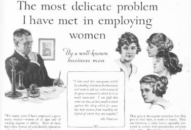 Deodorant ad, 1919, The most delicate problem I have met.