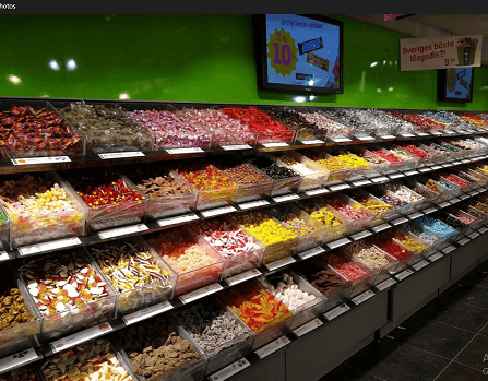 Candy in a store in Uppsala, Sweden.