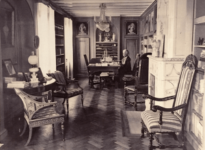 Selma Lagerlof at her desk in her library in Marbacka.