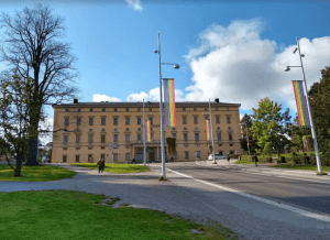Carlonia Rediviva, Uppsala, with pride flags