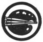 Artist Girl Scout badge, 1916, palette with brushes.