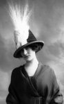 Woman wearing hat with aigret feather, 1911.