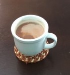 Cup of cocoa on table.