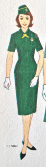 Drawing of Senior Girl Scout in uniform from Junior Girl Scout Handbook, 1963.