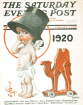 J.C. Leyendecker January 1920 Saturday Evening Post cover, baby with camel toy.