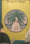 Erté February 1920 Harper's Bazar cover, woman in gown on beach.