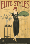 February 1920 Elite Styles cover, woman in gown in room.
